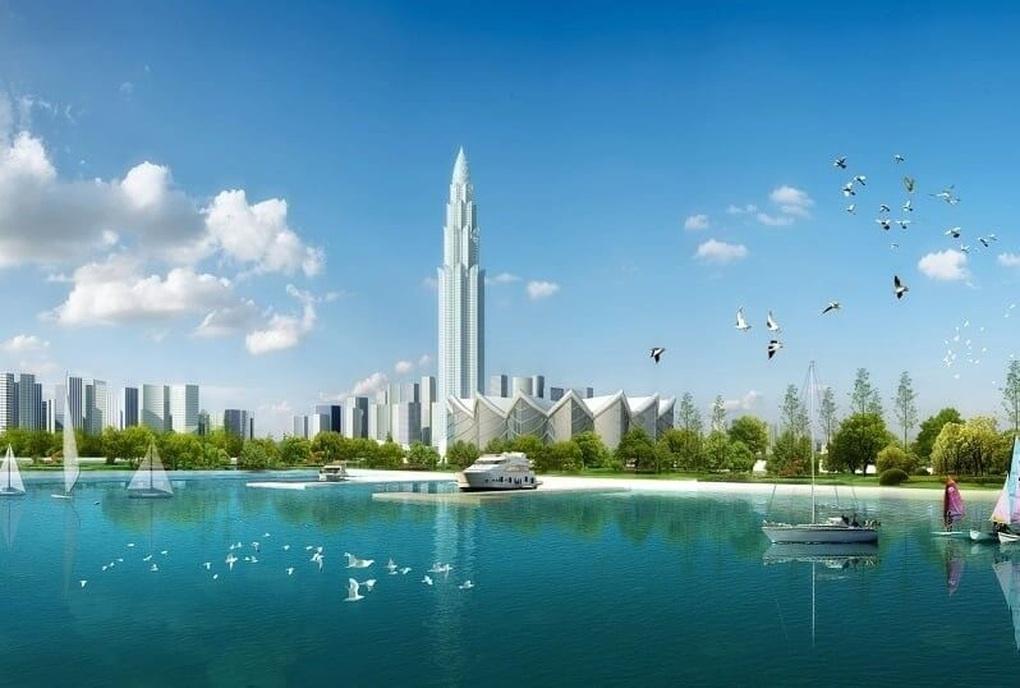 Tháp trung tâm tài chính cao 108 tầng nằm trong tổng thể dự án thành phố thông minh phía bắc sông Hồng (Ảnh: BRG)