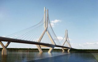 Cầu Tứ Liên sẽ góp phần giảm lưu lượng giao thông tại các cây cầu hiện hữu, mở ra khu vực phát triển mới cho Hà Nội. Ảnh: Đơn vị thiết kế
